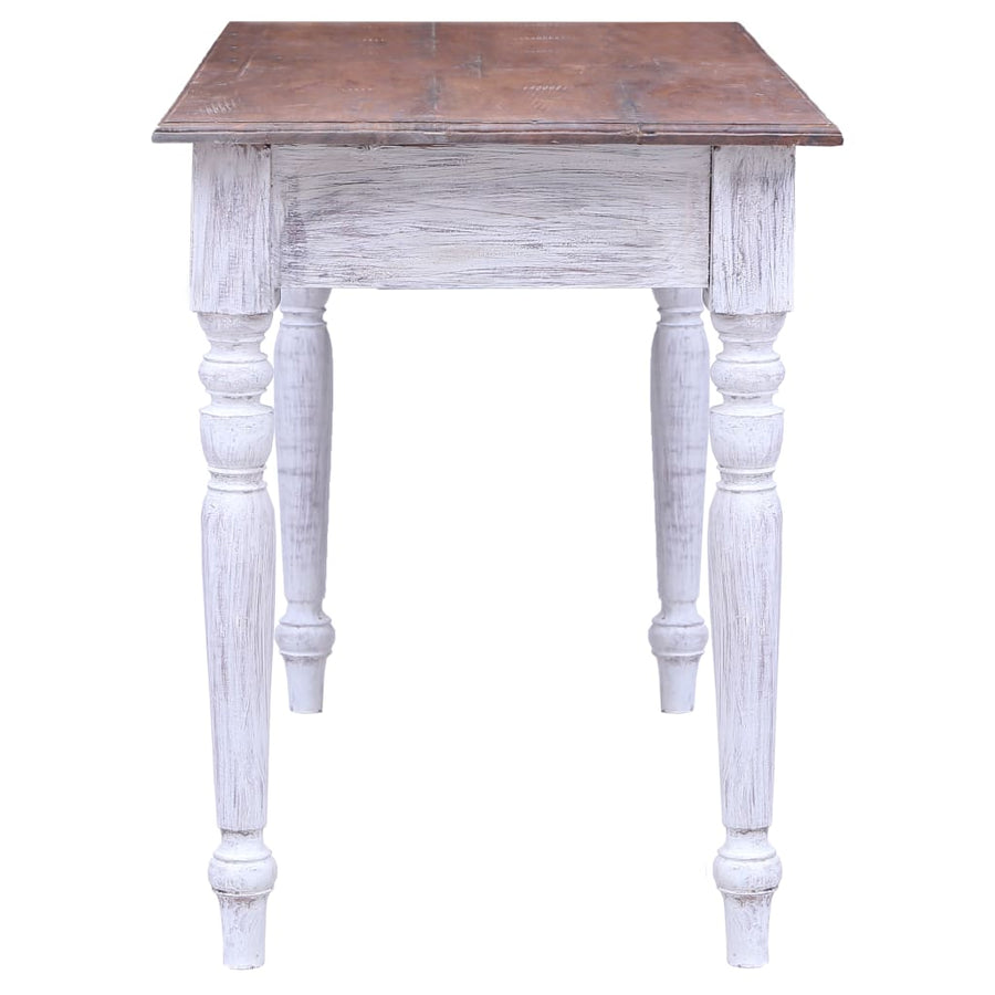 Desk with Drawers White 117x57x75 cm Solid Mahogany Wood