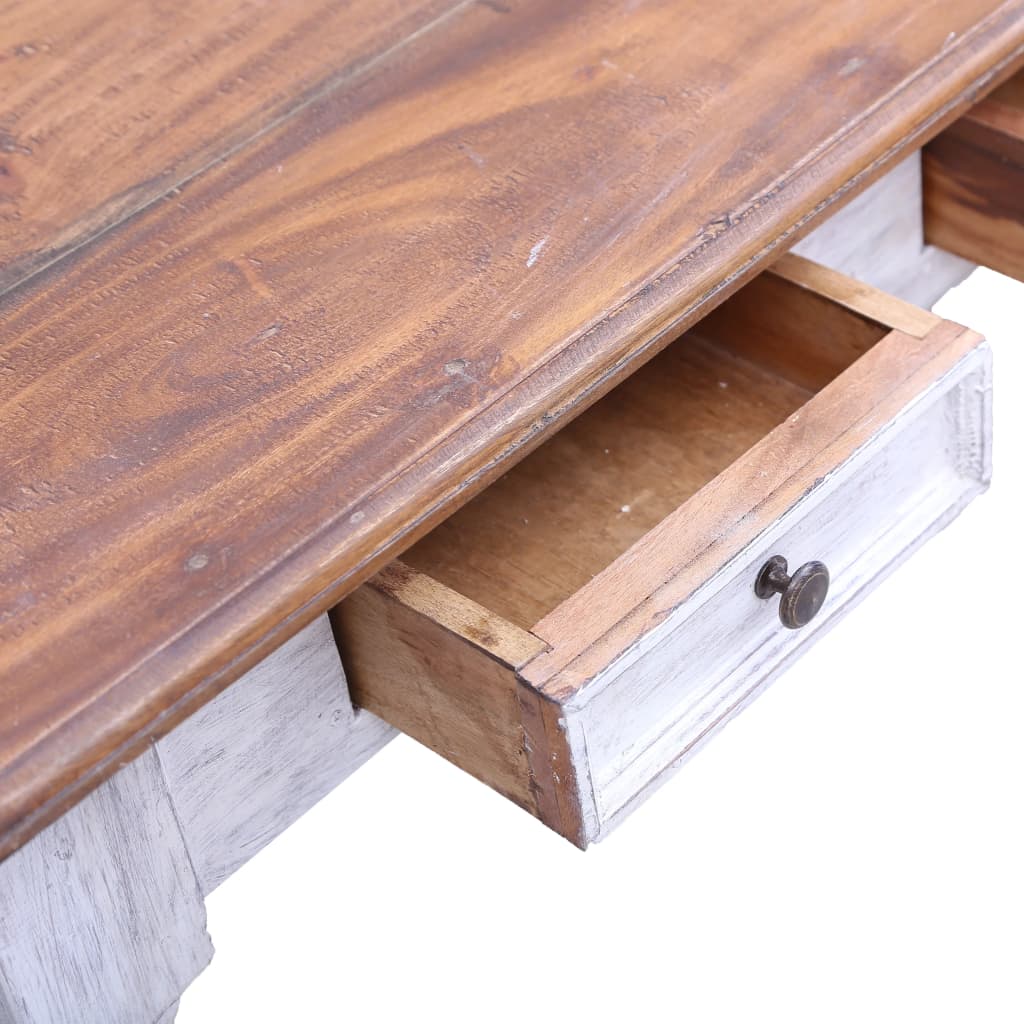 Desk with Drawers White 117x57x75 cm Solid Mahogany Wood