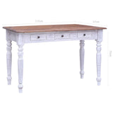 Desk with Drawers White 117x57x75 cm Solid Mahogany Wood - Low Angle