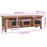 TV Cabinet with 3 Drawers 120x30x40 cm Solid Mahogany Wood