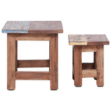 Nesting Tables 2 pcs Solid Mahogany Wood - Front View