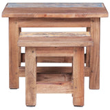Nesting Tables 2 pcs Solid Mahogany Wood - Side View