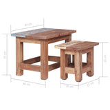 Nesting Tables 2 pcs Solid Mahogany Wood - Close-Up Angle