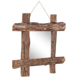 Log Mirror Natural 50x50 cm Recycled Teak Wood - Front View