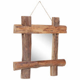 Log Mirror Natural 50x50 cm Recycled Teak Wood - Rear View