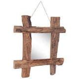 Log Mirror Natural 50x50 cm Recycled Teak Wood - Close-Up Angle