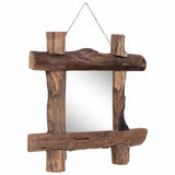 Log Mirror Natural 50x50 cm Recycled Teak Wood - Low Angle