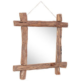 Log Mirror Natural 70x70 cm Recycled Teak Wood - Front View