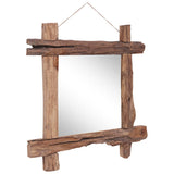 Log Mirror Natural 70x70 cm Recycled Teak Wood - Rear View