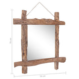 Log Mirror Natural 70x70 cm Recycled Teak Wood - Low Angle