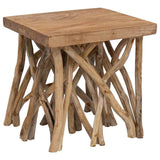 Log Coffee Table 40x40x40 cm Mixed Recycled Wood - Close-Up Angle