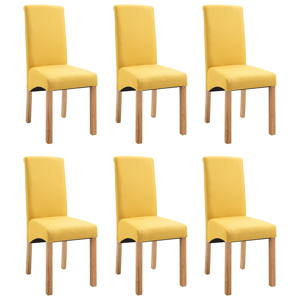 Dining Chairs 6 pcs Yellow Fabric