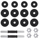 19 Piece Dumbbell Set 15 kg Cast Iron - 45-Degree Angle