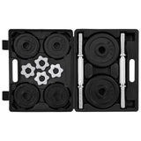 15 Piece Dumbbell set 20 kg Cast Iron - Top-Down View