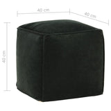 Pouffe Cotton Velvet 40x40x40 cm Forest Green - Top-Down View