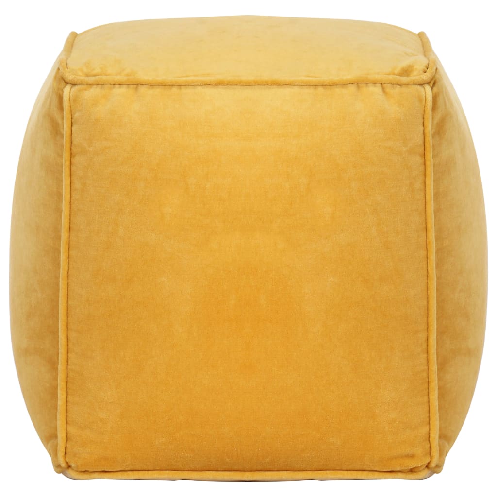 Pouffe Cotton Velvet 40x40x40 cm Yellow