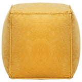 Pouffe Cotton Velvet 40x40x40 cm Yellow - Front View