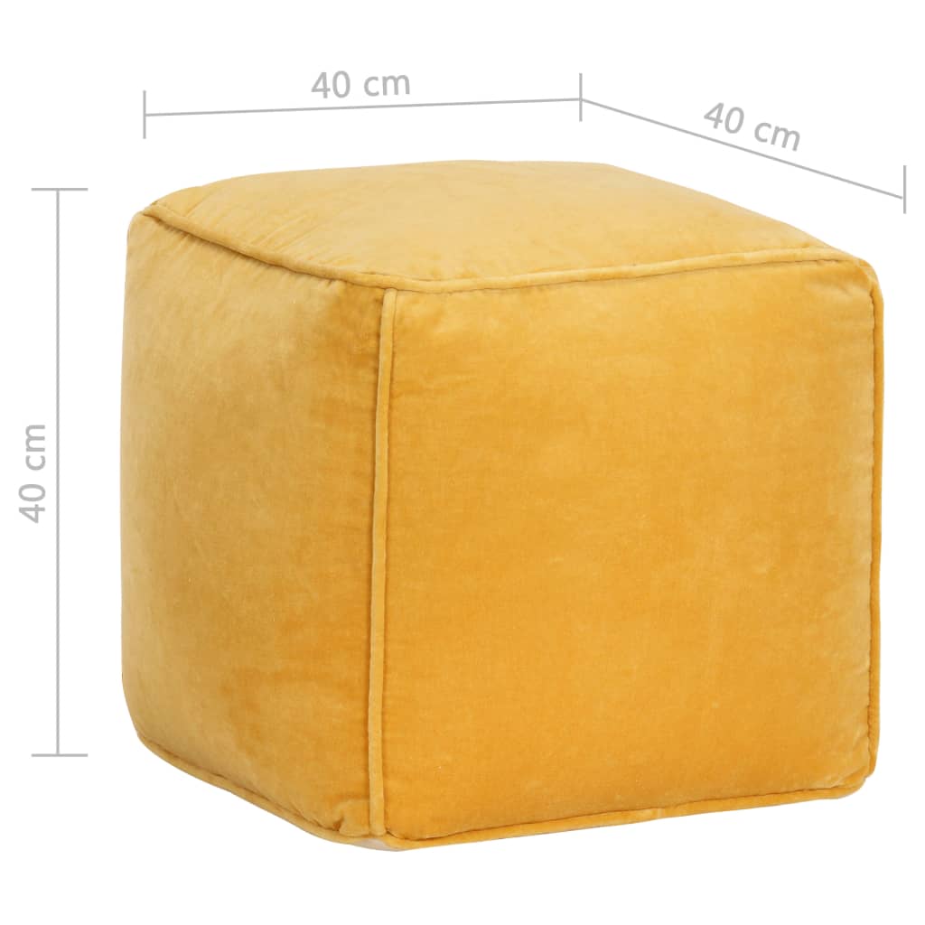 Pouffe Cotton Velvet 40x40x40 cm Yellow