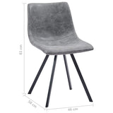Dining Chairs 4 pcs Grey Faux Leather - Low Angle