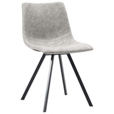 Dining Chairs 4 pcs Light Grey Faux Leather - Front View