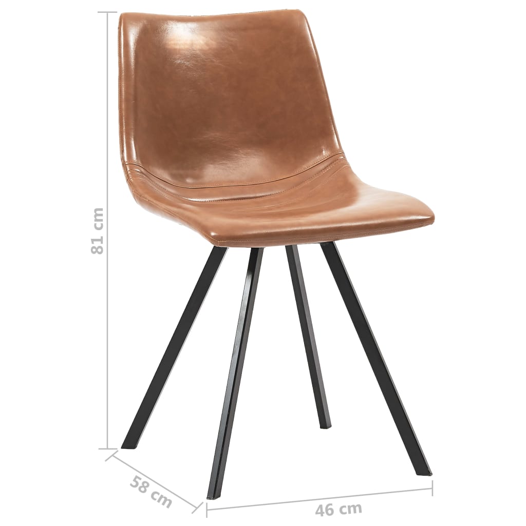 Dining Chairs 2 pcs Cognac Faux Leather