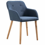 Dining Chairs 6 pcs Blue Fabric and Solid Oak Wood