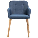 Dining Chairs 6 pcs Blue Fabric and Solid Oak Wood - Side View