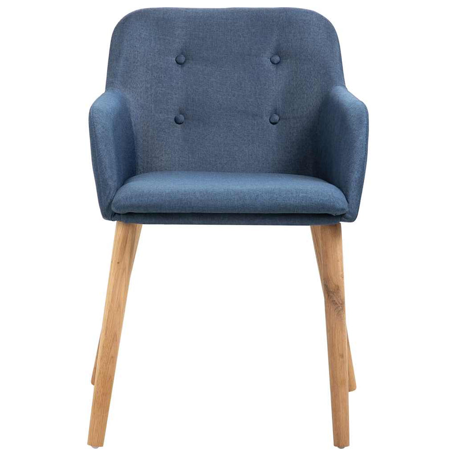 Dining Chairs 6 pcs Blue Fabric and Solid Oak Wood
