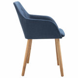 Dining Chairs 6 pcs Blue Fabric and Solid Oak Wood - Top-Down View