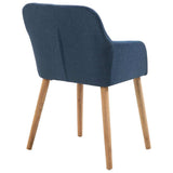 Dining Chairs 6 pcs Blue Fabric and Solid Oak Wood - 45-Degree Angle