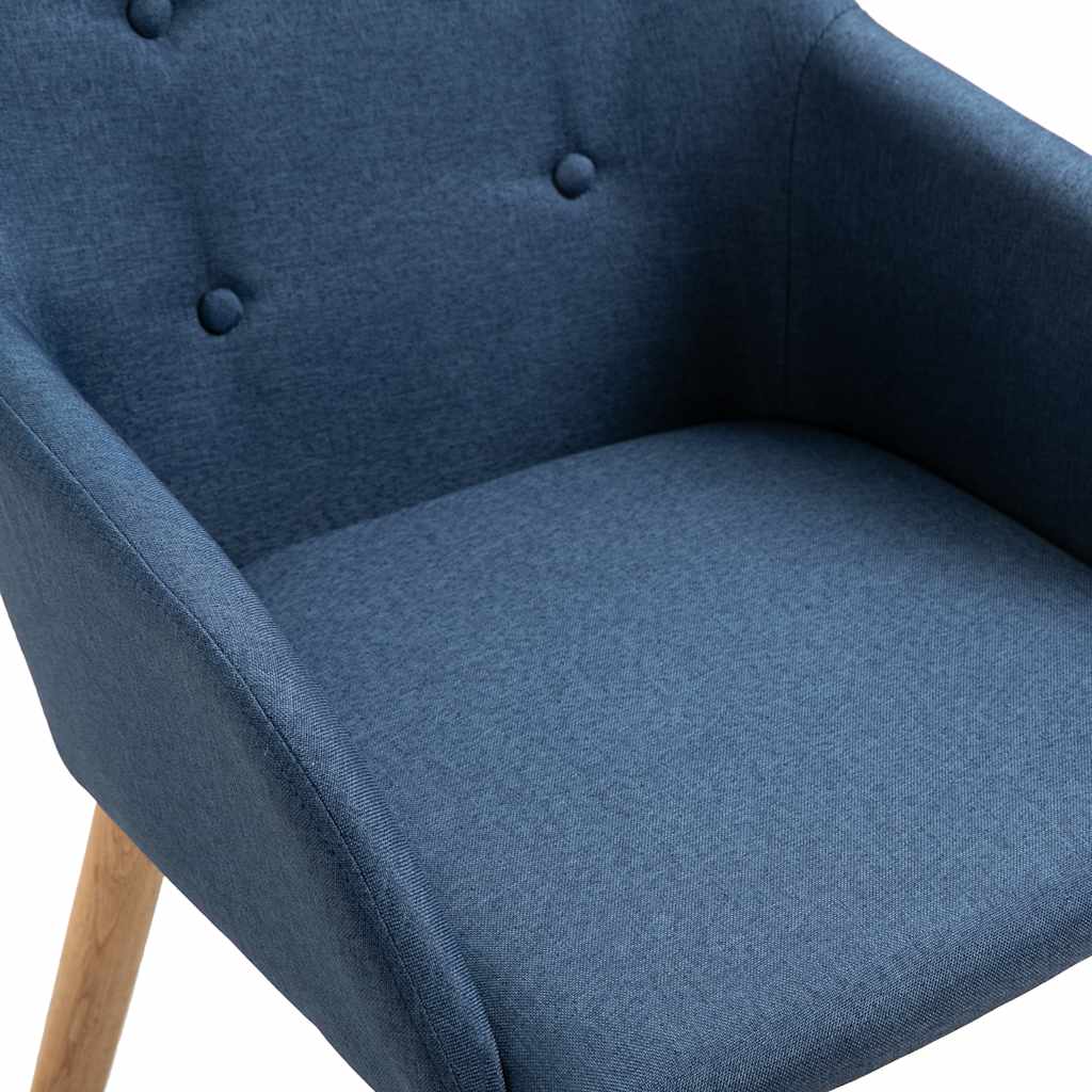 Dining Chairs 6 pcs Blue Fabric and Solid Oak Wood