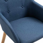 Dining Chairs 6 pcs Blue Fabric and Solid Oak Wood