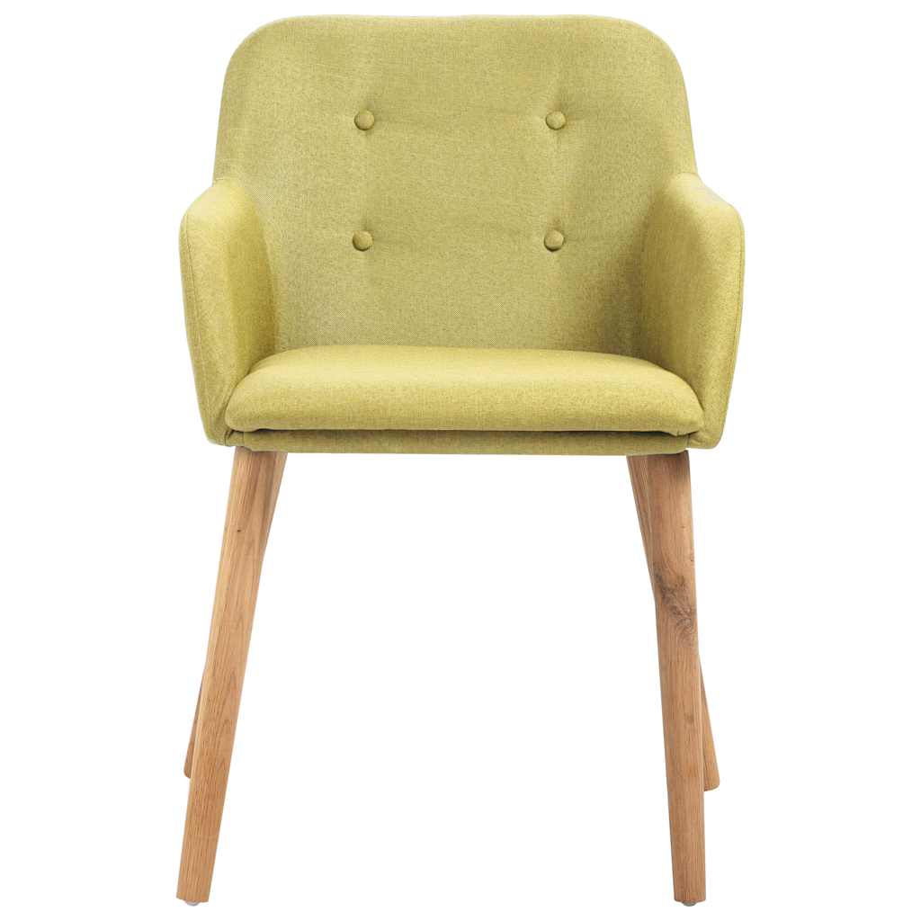 Dining Chairs 4 pcs Green Fabric and Solid Oak Wood