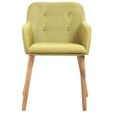 Dining Chairs 4 pcs Green Fabric and Solid Oak Wood