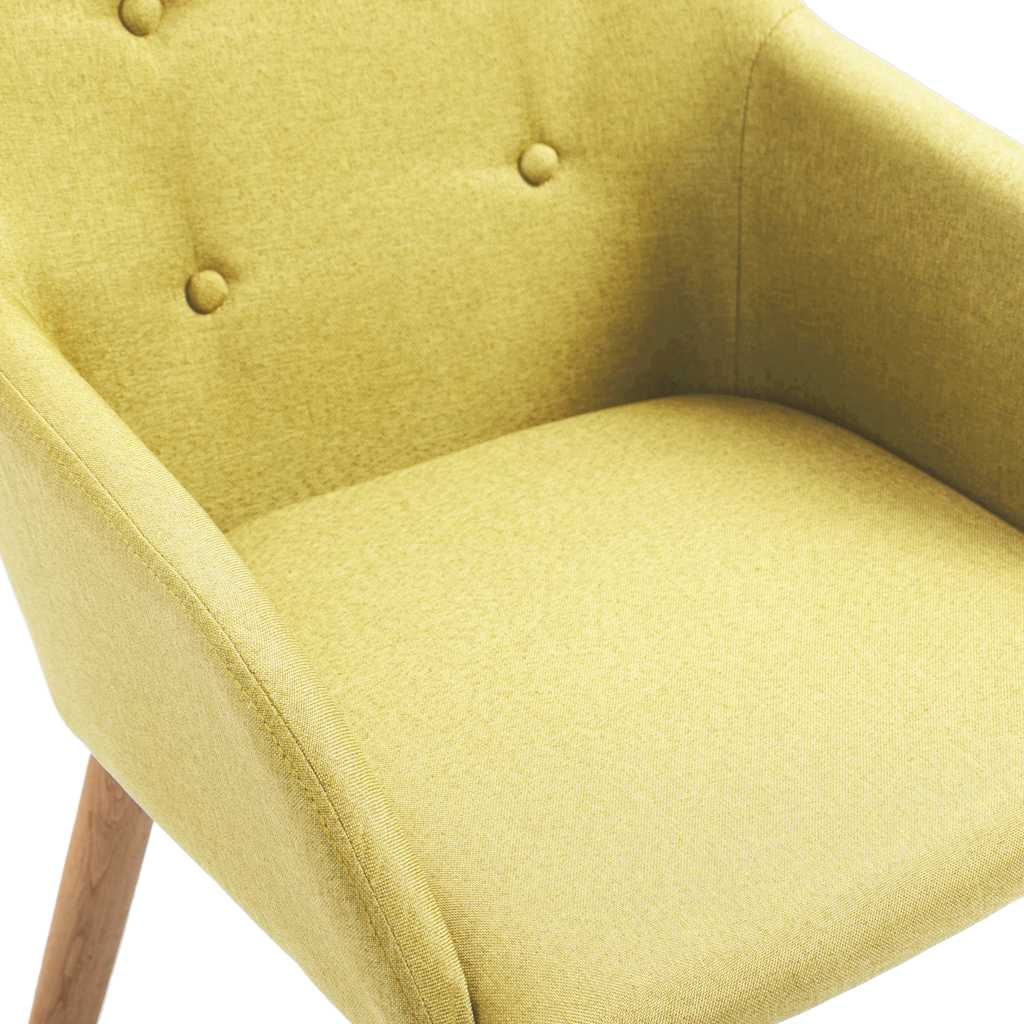 Dining Chairs 4 pcs Green Fabric and Solid Oak Wood