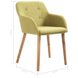 Dining Chairs 4 pcs Green Fabric and Solid Oak Wood