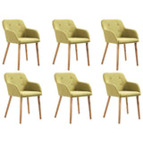 Dining Chairs 6 pcs Green Fabric and Solid Oak Wood