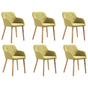 Dining Chairs 6 pcs Green Fabric and Solid Oak Wood