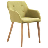Dining Chairs 6 pcs Green Fabric and Solid Oak Wood