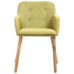 Dining Chairs 6 pcs Green Fabric and Solid Oak Wood