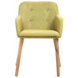 Dining Chairs 6 pcs Green Fabric and Solid Oak Wood - Side View