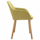 Dining Chairs 6 pcs Green Fabric and Solid Oak Wood
