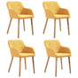 Dining Chairs 4 pcs Yellow Fabric and Solid Oak Wood