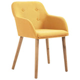 Dining Chairs 4 pcs Yellow Fabric and Solid Oak Wood