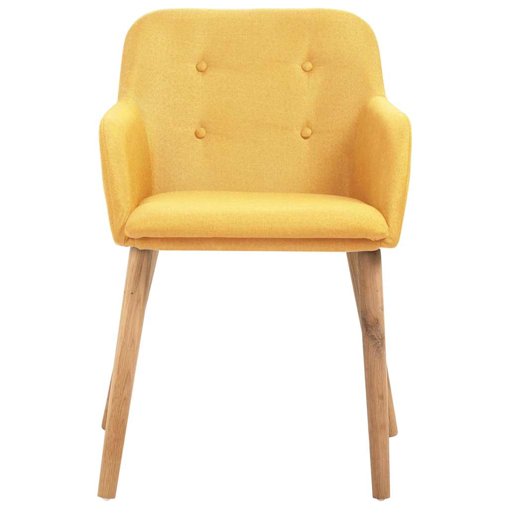 Dining Chairs 4 pcs Yellow Fabric and Solid Oak Wood