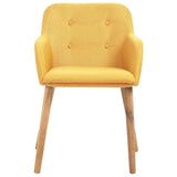 Dining Chairs 4 pcs Yellow Fabric and Solid Oak Wood