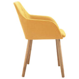 Dining Chairs 4 pcs Yellow Fabric and Solid Oak Wood
