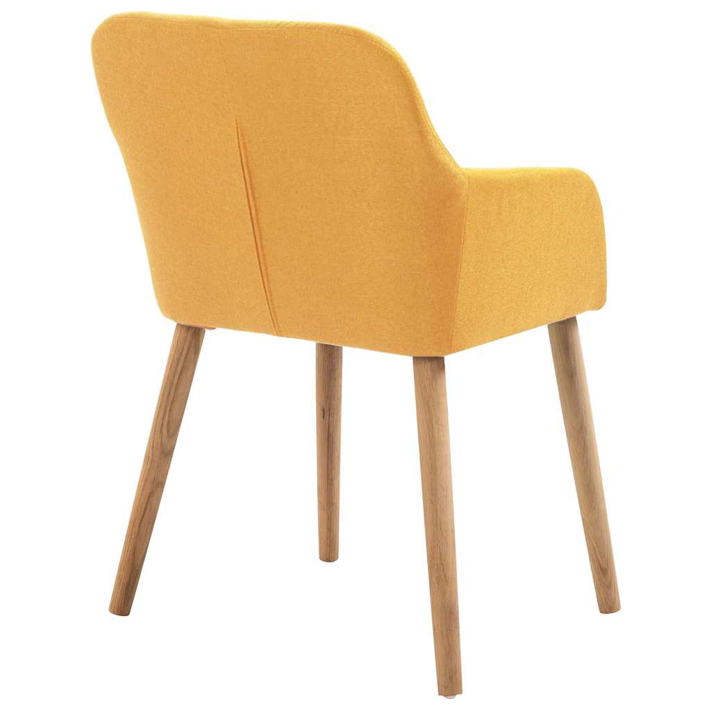 Dining Chairs 4 pcs Yellow Fabric and Solid Oak Wood