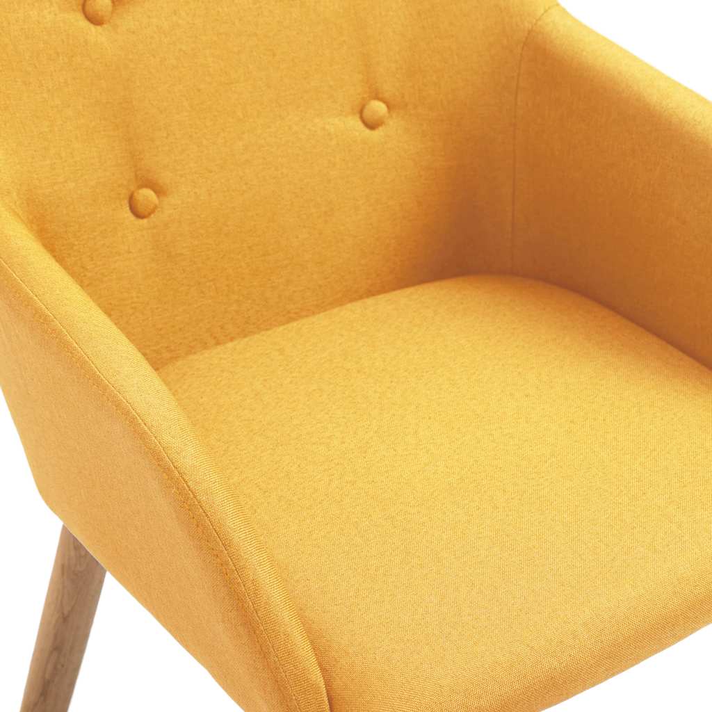 Dining Chairs 4 pcs Yellow Fabric and Solid Oak Wood