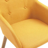 Dining Chairs 4 pcs Yellow Fabric and Solid Oak Wood - Rear View